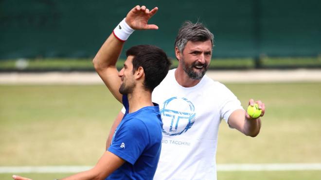 Novak Djokovic y Goran Ivanisevic, durante un entrenamiento.
