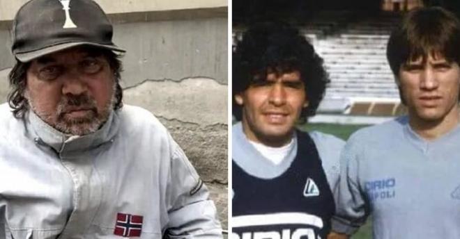 Pietro Puzone, en la actualidad y junto a Maradona en los 80.