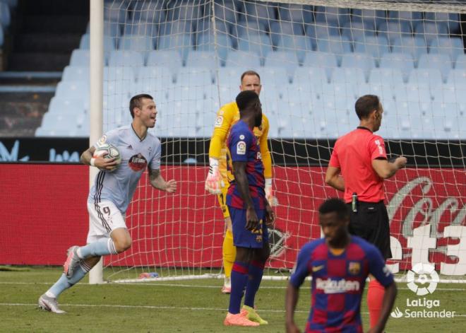 Smolov celebra su gol en el Celta-Barcelona (Foto: LaLiga).