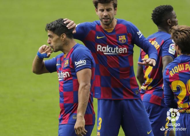 Luis Suárez celebra su gol en el Celta-Barcelona (Foto: LaLiga Santander).