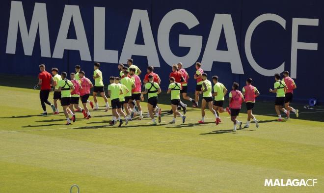 Los jugadores, esta mañana en el Anexo (Foto: Málaga CF).
