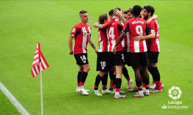 El Athletic festeja un gol al Mallorca (Foto: LaLiga).