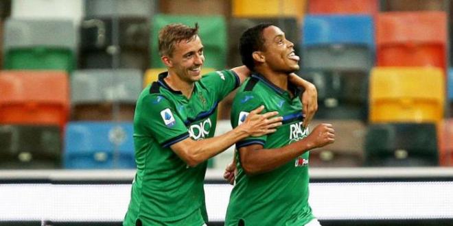 Muriel celebra uno de sus goles con el Atalanta al Udinese.