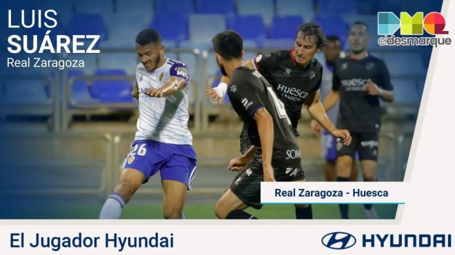 Luis Suárez es el jugador Hyundai del Real Zaragoza-Huesca