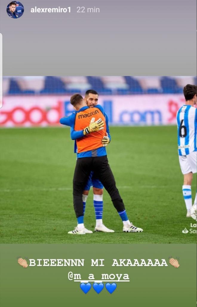Alex Remiro publicó esta imagen en su Instagram tras el partido.