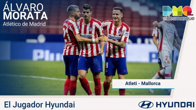 Álvaro Morata, jugador Hyundai del Atlético de Madrid-Mallorca.