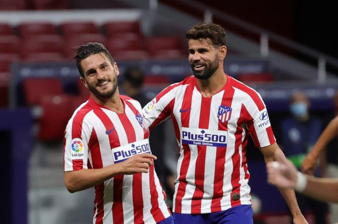 Koke y Diego Costa celebran el 3-0 del Atlético (Foto: EFE).