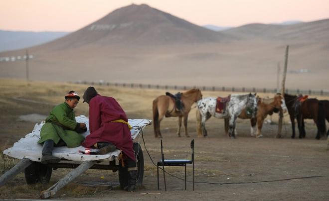 Escena de una estepa en Mongolia.