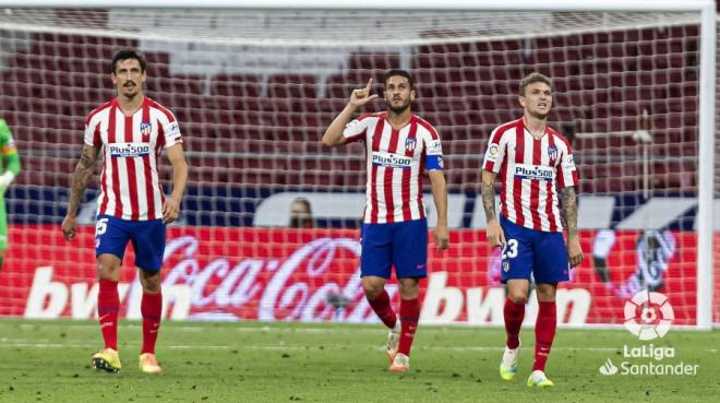 Koke celebra el tercer gol del Atlético de Madrid (Foto: LaLiga Santander).