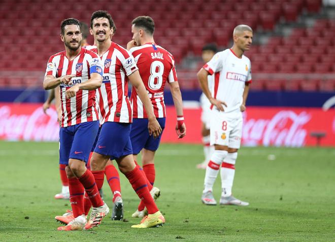 Koke y Savic celebran un gol del Atlético de Madrid (Foto: ATM).