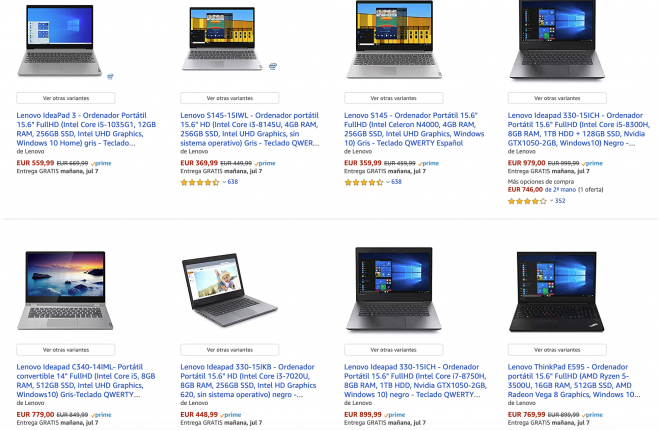 Descuentos en portátiles Lenovo en Amazon.
