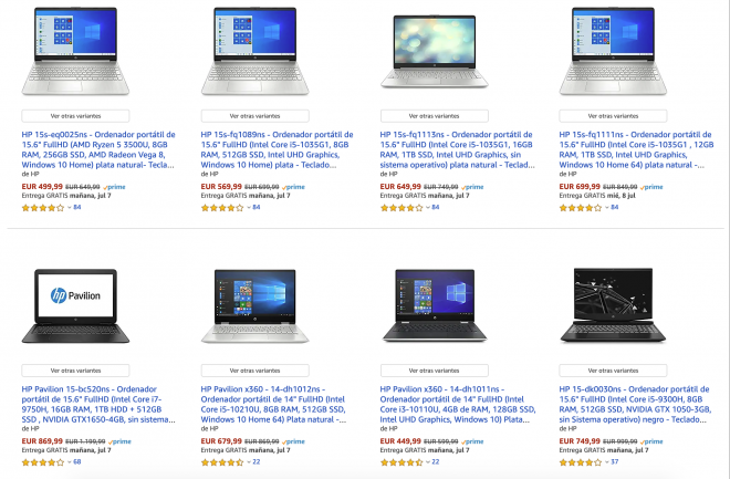 Descuentos en portátiles HP en Amazon.