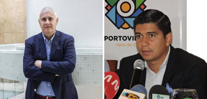 Antonio Cordón y Jaime Estrada, presidente de la Federación Ecuatoriana de Fútbol.