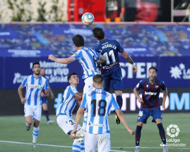 Lance del partido entre el Levante y la Real Sociedad en La Nucía (Foto: LaLiga).