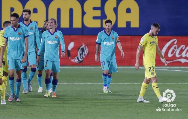 Los jugadores del Barcelona, tras uno de los goles ante el Villarreal (Foto: LaLiga).