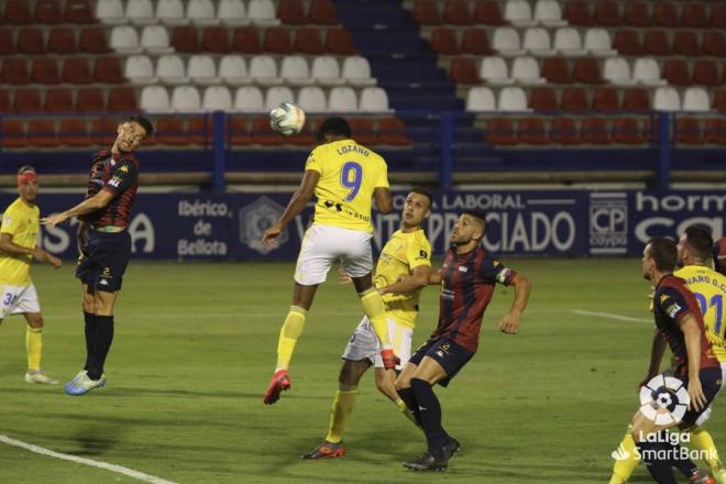 El remate de Lozano en el gol ante el Extremadura (Foto: LaLiga)