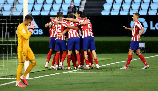 Los jugadores del Atlético festejan el gol de Morata (Foto: ATM).