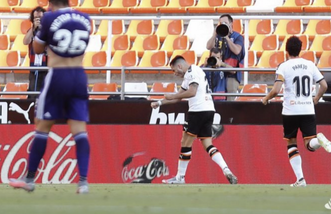 Gol de Maxi en el Valencia-Valladolid (Foto: LaLiga)