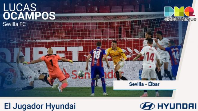 Lucas Ocampos, jugador Hyundai Genius de la jornada 34.