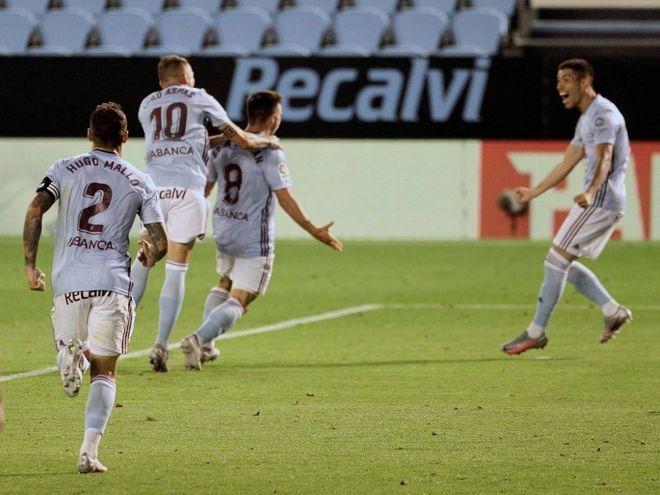 Fran Beltrán celebra su gol al Atlético (Foto: EFE).