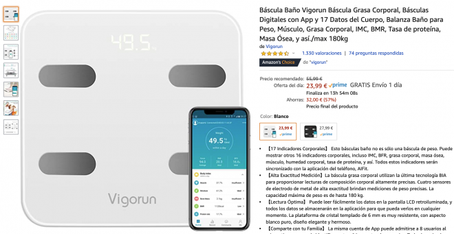 Oferta en Amazon en báscula de baño vigorun.