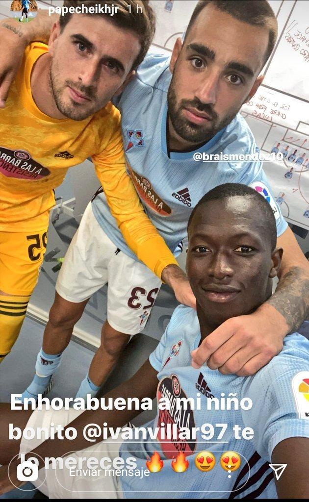Mensaje de Pape Cheikh a Villar tras el partido ante el Atlético (Foto: Instagram).