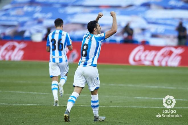 Mikel Merino celebra su gol al Granada la pasada temporada (Foto: LaLiga).