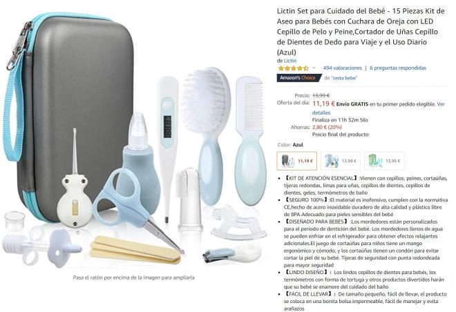 Ofertas de Amazon en un set Lictin para el cuidado del bebé.