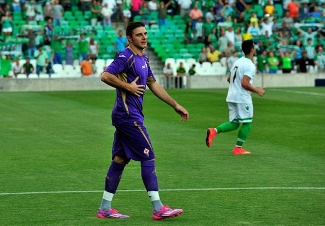 Joaquín en un amistoso entre la Fiorentina y el Betis.