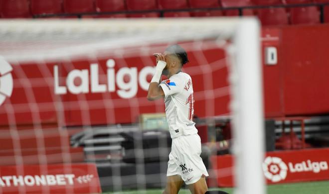 En-Nesyri celebra su gol ante el Mallorca (Foto: Kiko Hurtado).
