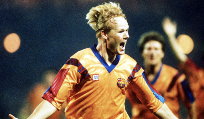 Ronald Koeman celebra su gol en la final de Copa de Europa de 1992.