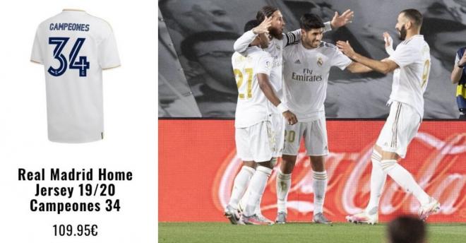 Camiseta de celebración del Real Madrid publicada por error.