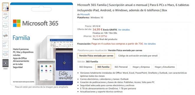 Microsoft 365 Familia en oferta en Amazon.