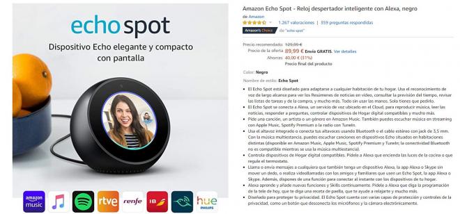 Amazon Echo Spot en oferta.