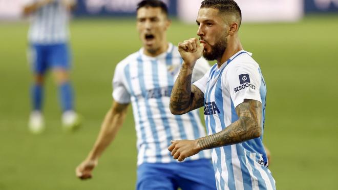 Tete, celebrando su gol frente al Alcorcón (Foto: Málaga CF).