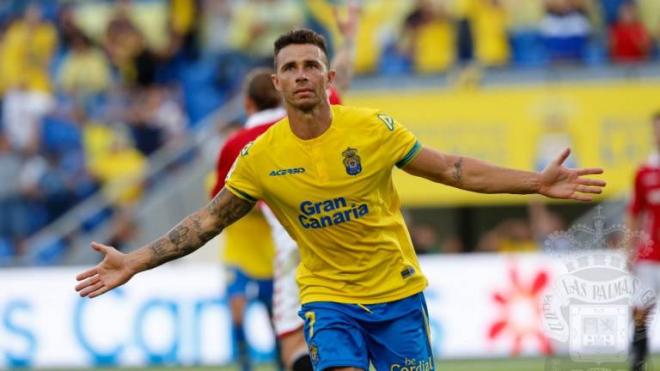 Rubén Castro celebra un gol con Las Palmas.