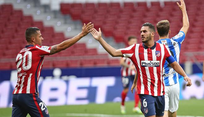 Koke y Vitolo celebran el 1-0 del Atlético de Madrid (Foto: ATM).