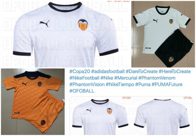 Algunos modelos de las camisetas del Valencia CF