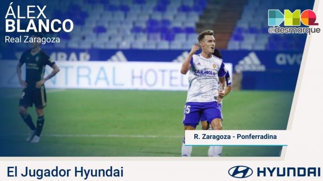 Álex Blanco es el jugador Hyundai en el Real Zaragoza-Ponferradina