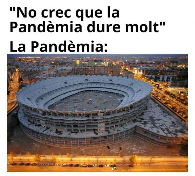 Meme del coronavirus del estadio de Mestalla.