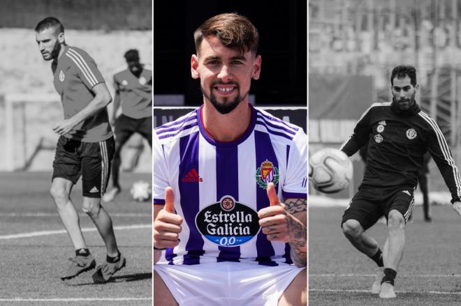 Antoñito Regal, Luis Pérez y Javi Moyano, durante esta temporada (Fotos: Real Valladolid).