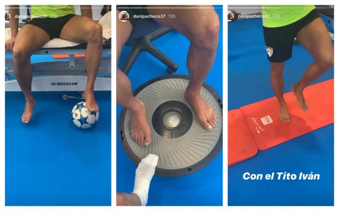 Pacheco, mostrando los avances de su recuperación en su cuenta de Instagram.