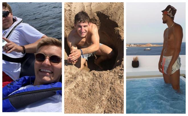 Odegaard, Aihen y Januzaj, en sus vacaciones de verano.