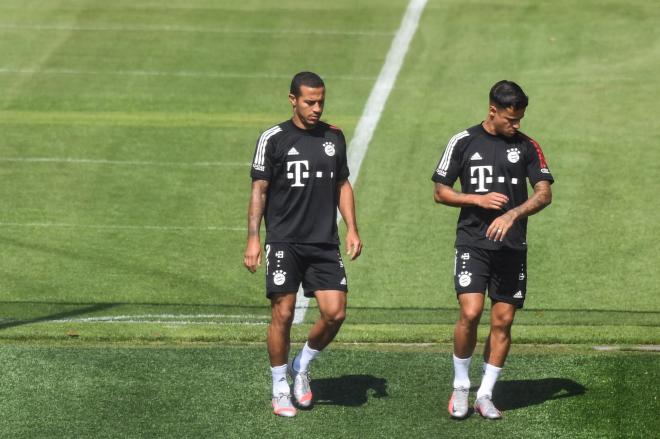 Thiago, en un entrenamiento del Bayern.