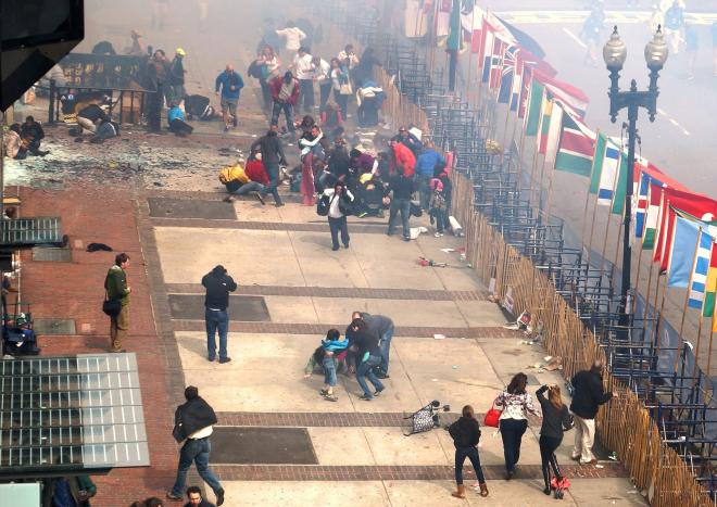 Imagen tras el atentado en la Maratón de Boston.