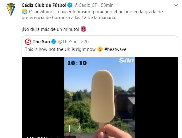 El Cádiz responde a un tuit de The Sun.
