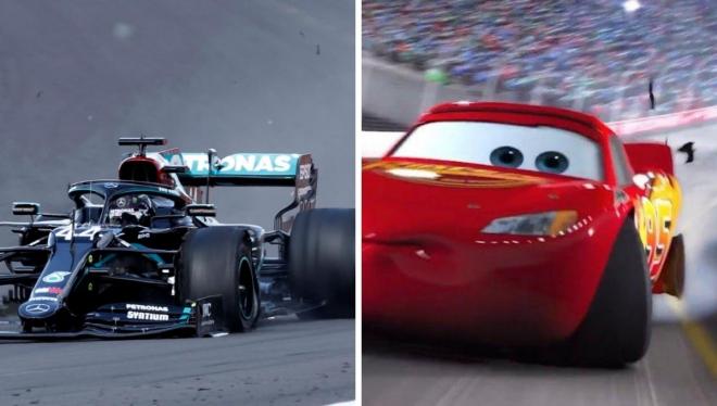 Uno de los memes del Gran Premio de Gran Bretaña, con Lewis Hamilton y Rayo McQueen.