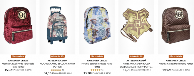 Oferta en mochilas de Harry Potter en Amazon.