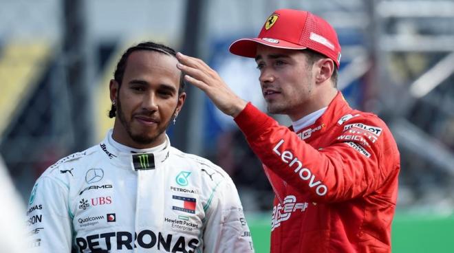 Lewis Hamilton y Charles Leclerc.