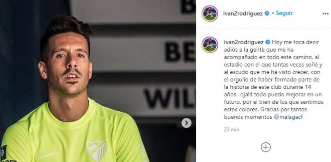 La despedida de Iván Rodríguez en Instagram (Foto: @ivan2rodriguez).